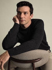 Charles Tyrwhitt Grey Pure Merino Crew Neck Jumper - Image 1 of 5