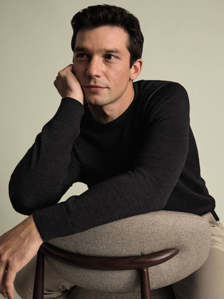 Charles Tyrwhitt Grey Pure Merino Crew Neck Jumper - Image 1 of 5