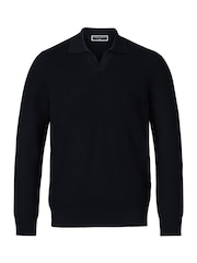 Charles Tyrwhitt Blue Honeycomb Cotton Trophy Neck Jumper - Image 3 of 5