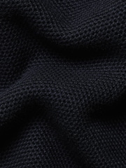 Charles Tyrwhitt Blue Honeycomb Cotton Trophy Neck Jumper - Image 5 of 5