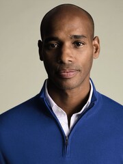 Charles Tyrwhitt Blue Merino Zip Neck Jumper - Image 2 of 5
