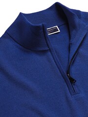 Charles Tyrwhitt Blue Merino Zip Neck Jumper - Image 4 of 5