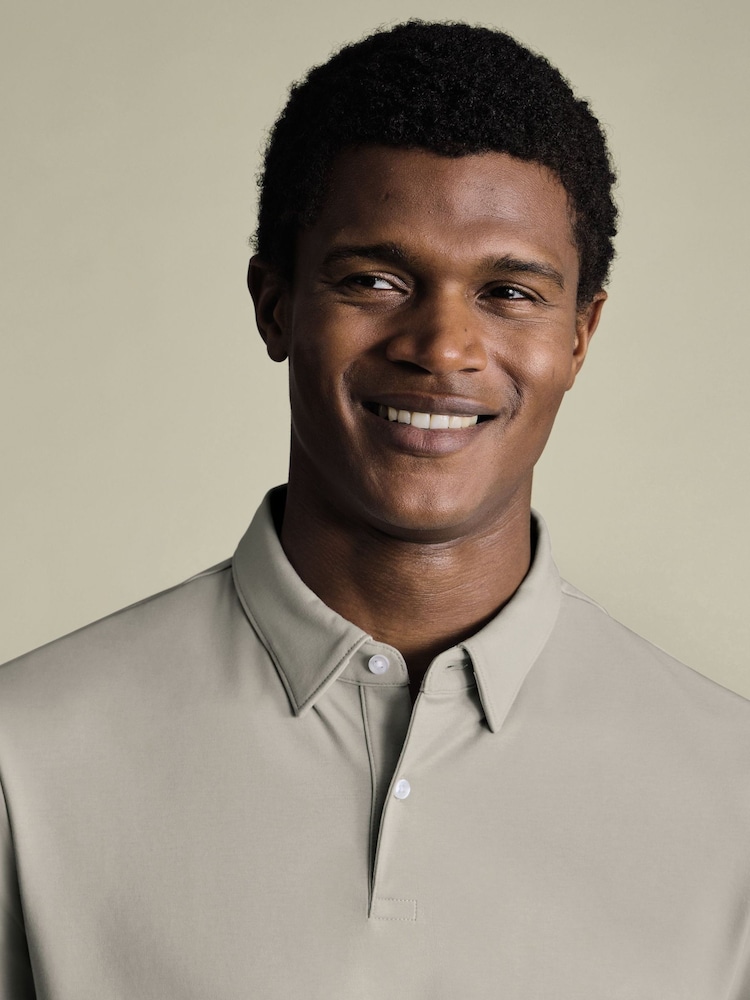 Charles Tyrwhitt Grey Silver Short Sleeve Jersey Polo Shirt - Image 2 of 6 Charles Tyrwhitt Grey Silver Short Sleeve Jersey Polo Shirt - Image 2 of 6