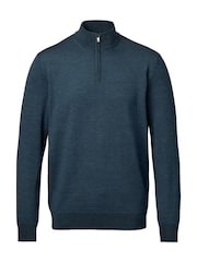 Charles Tyrwhitt Green Merino Zip Neck Jumper - Image 4 of 5