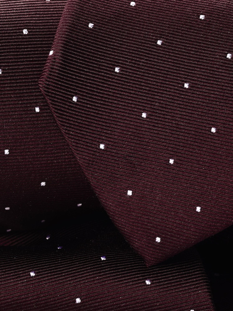 Charles Tyrwhitt Red Maroon Silk Spot Tie - Image 2 of 2 Charles Tyrwhitt Red Maroon Silk Spot Tie - Image 2 of 2