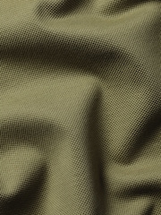 Charles Tyrwhitt Green Olive Solid Short Sleeve Cotton Stretch Pique Polo Shirt - Image 5 of 5