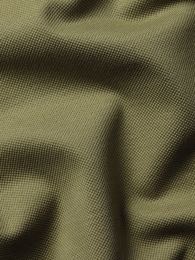 Charles Tyrwhitt Green Olive Solid Short Sleeve Cotton Stretch Pique Polo Shirt - Image 5 of 5