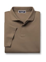 Charles Tyrwhitt Brown Camel Short Sleeve Cotton Stretch Smart Pique Polo Shirt - Image 4 of 6