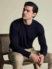 Charles Tyrwhitt Blue Pure Merino Crew Neck Jumper - Image 1 of 5