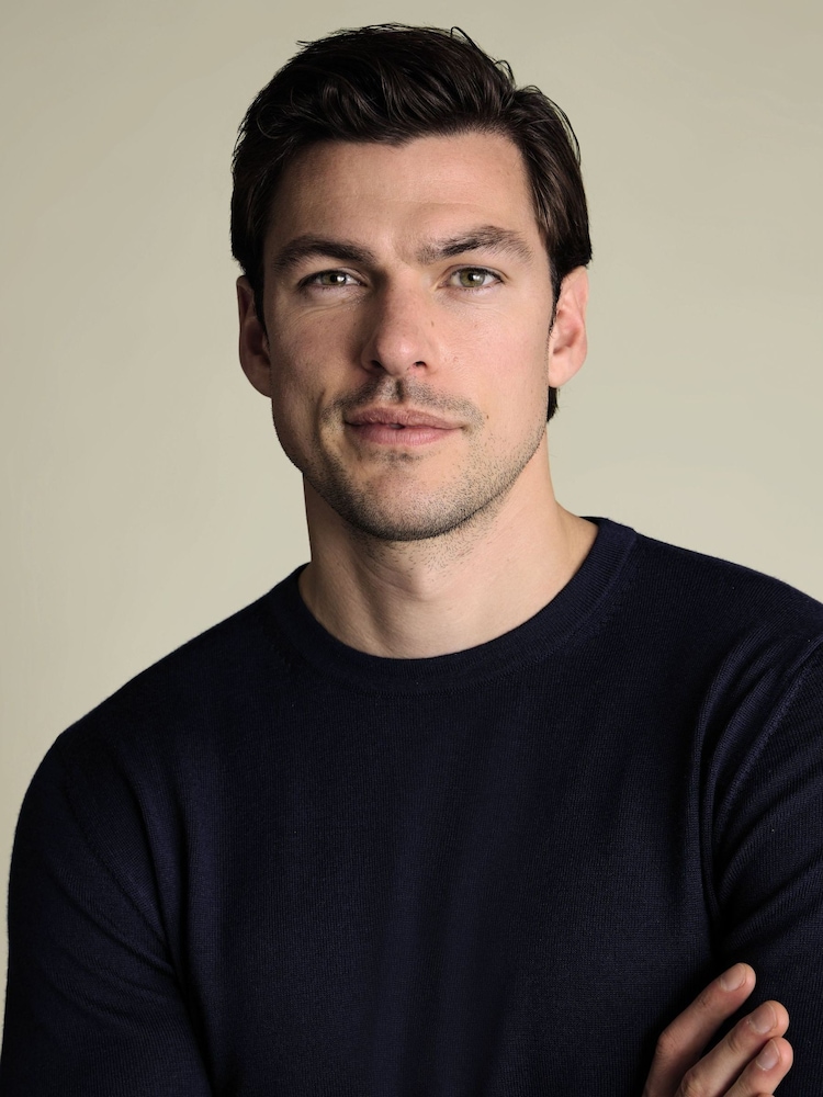 Charles Tyrwhitt Blue Pure Merino Crew Neck Jumper - Image 2 of 5 Charles Tyrwhitt Blue Pure Merino Crew Neck Jumper - Image 2 of 5