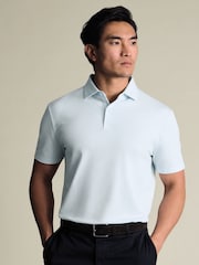 Charles Tyrwhitt Blue Ice Short Sleeve Cotton Stretch Smart Pique Polo Shirt - Image 1 of 5