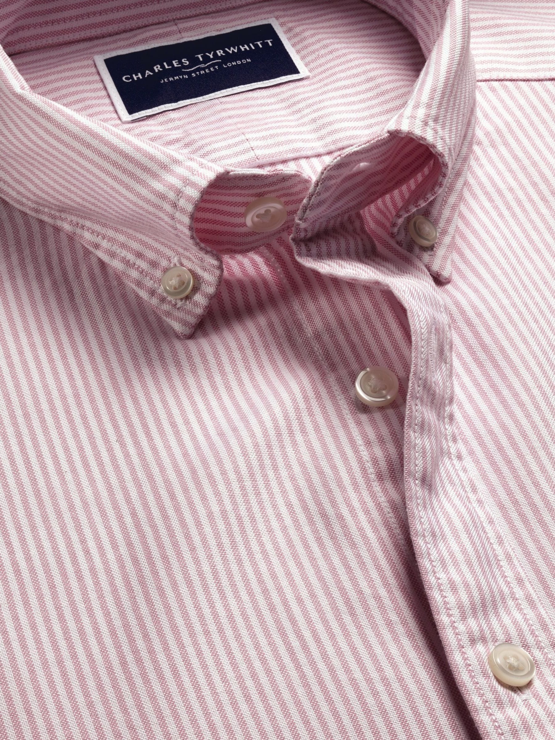 Buy Charles Tyrwhitt Pink Stripe Button-Down Stretch Washed Oxford