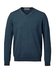Charles Tyrwhitt Green Pure Merino V-Neck Jumper - Image 4 of 6