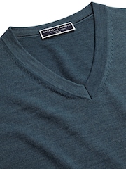 Charles Tyrwhitt Green Pure Merino V-Neck Jumper - Image 5 of 6