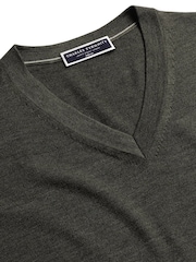 Charles Tyrwhitt Green Pure Merino V-Neck Jumper - Image 4 of 6