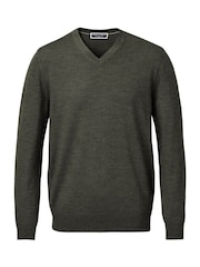 Charles Tyrwhitt Green Pure Merino V-Neck Jumper - Image 5 of 6