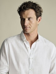 Charles Tyrwhitt White Button Down Pure Linen Slim Fit Shirt - Image 2 of 5
