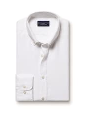 Charles Tyrwhitt White Button Down Pure Linen Slim Fit Shirt - Image 3 of 5