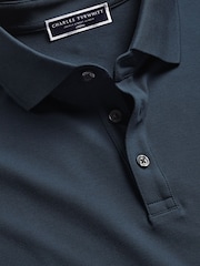 Charles Tyrwhitt Blue Teal Solid Short Sleeve Cotton Stretch Pique Polo Shirt - Image 3 of 4