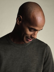 Charles Tyrwhitt Green Pure Merino Crew Neck Jumper - Image 2 of 5