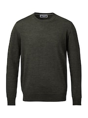 Charles Tyrwhitt Green Pure Merino Crew Neck Jumper - Image 3 of 5