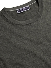 Charles Tyrwhitt Green Pure Merino Crew Neck Jumper - Image 4 of 5