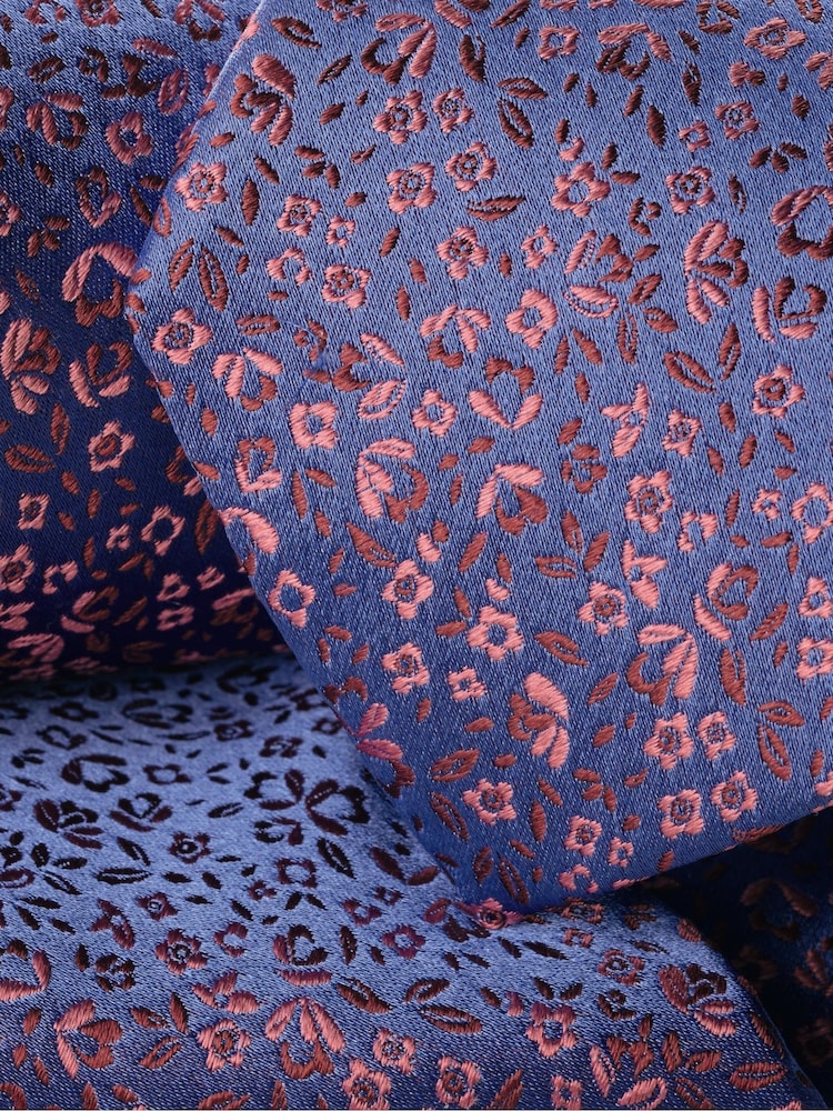 Charles Tyrwhitt Blue Mid And Pink Silk Floral Tie - Image 2 of 2