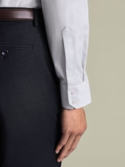 Charles Tyrwhitt Blue Indigo Fine Stripe Non-Iron Twill Cutaway Slim Fit Shirt - Image 2 of 7
