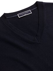 Charles Tyrwhitt Blue Pure Merino V-Neck Jumper - Image 2 of 5