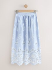 Light Blue/White Stripe Broderie Maxi Skirt - Image 1 of 3