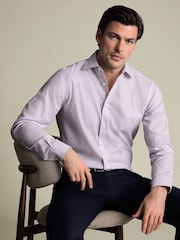 Charles Tyrwhitt Purple Non-Iron Stretch Decorative Print Slim Fit Shirt - Image 4 of 7