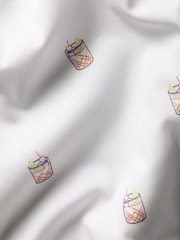 Charles Tyrwhitt White Multi Non Iron Stretch Cocktail Print Slim Fit Shirt - Image 4 of 4