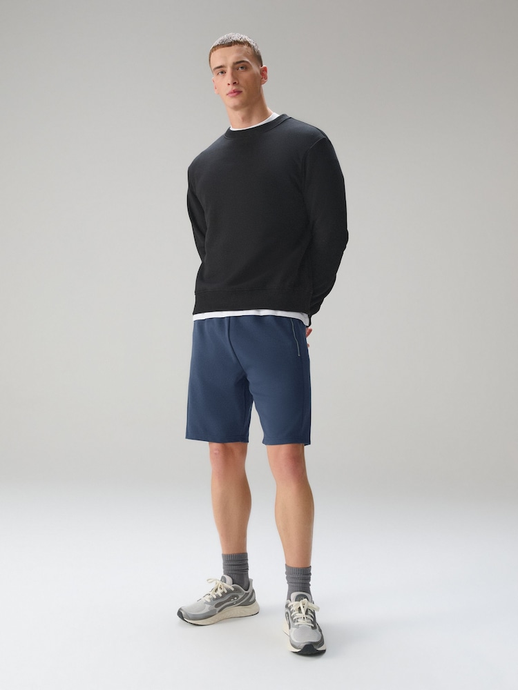 Navy Slim Fit Zip Pocket Jersey Shorts - Image 2 of 8 Navy Slim Fit Zip Pocket Jersey Shorts - Image 2 of 8