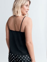 Black Satin Lace Cami Top - Image 2 of 6