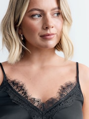 Black Satin Lace Cami Top - Image 3 of 6