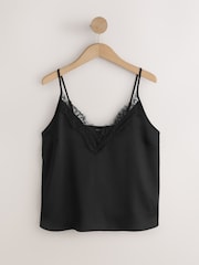 Black Satin Lace Cami Top - Image 4 of 6