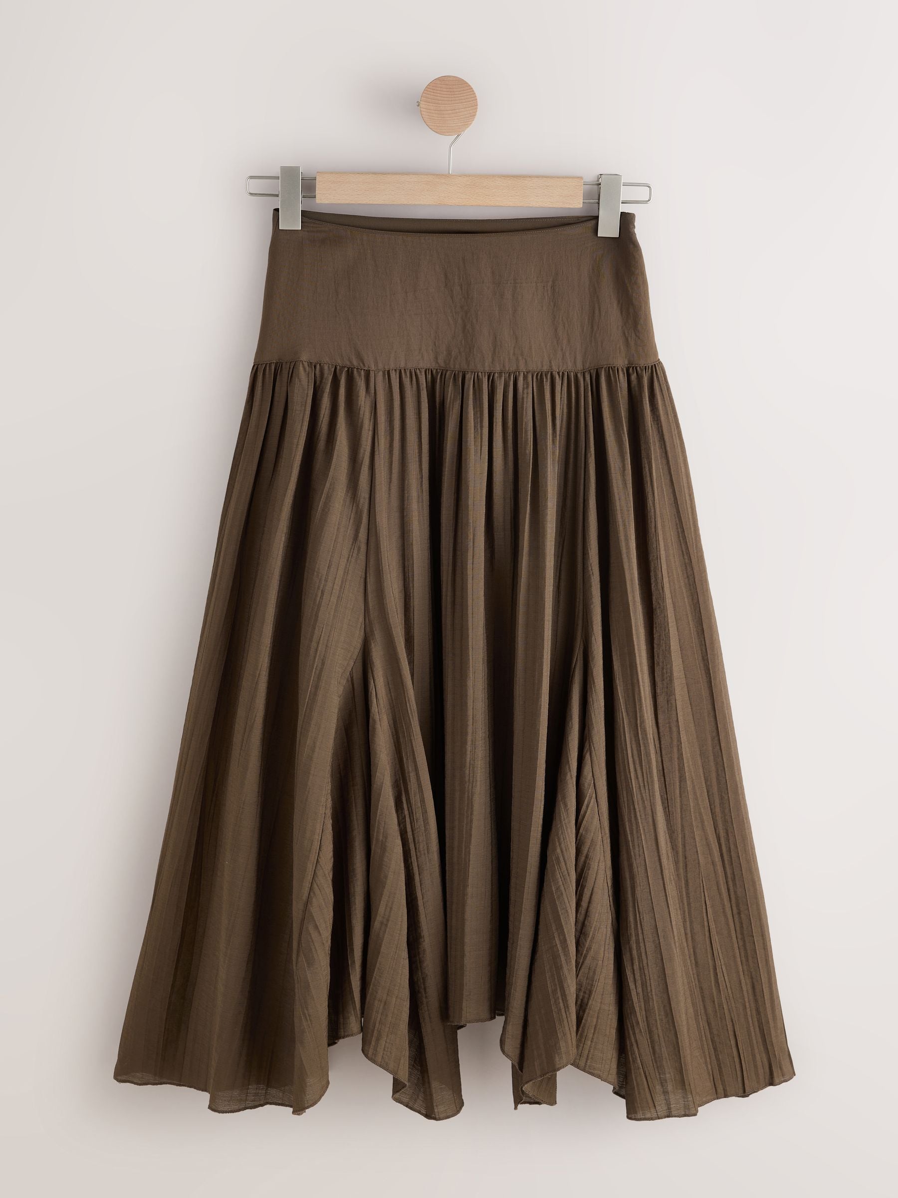 Buy Chocolate Brown Textured Midi Skirt from Next India