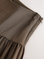 Chocolate Brown Textured Godet Midi Skirt - Image 6 of 7