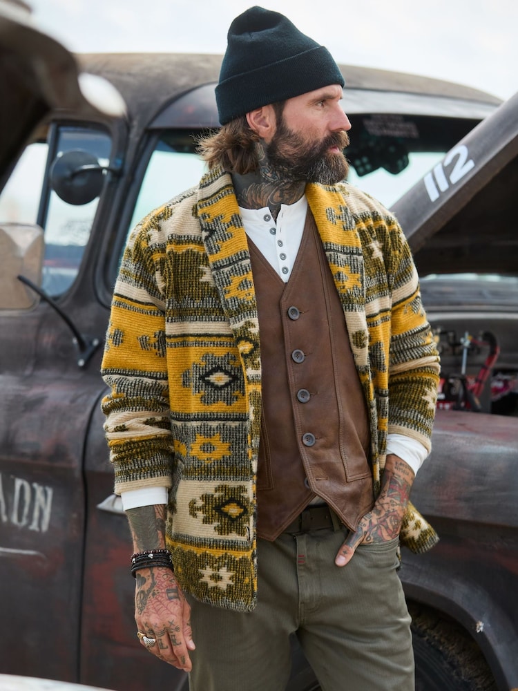 Joe Browns Brown Shawl Peak Aztec Wool Jacket - Image 1 of 8 Joe Browns Brown Shawl Peak Aztec Wool Jacket - Image 1 of 8