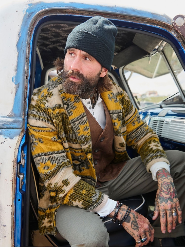 Joe Browns Brown Shawl Peak Aztec Wool Jacket - Image 2 of 8 Joe Browns Brown Shawl Peak Aztec Wool Jacket - Image 2 of 8