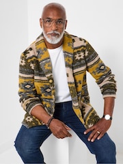 Joe Browns Brown Shawl Peak Aztec Wool Jacket - Image 3 of 8
