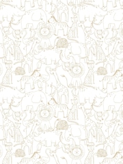 Hoopla Walls Natural Animal Print Doodle 10m Wallpaper - Image 2 of 2