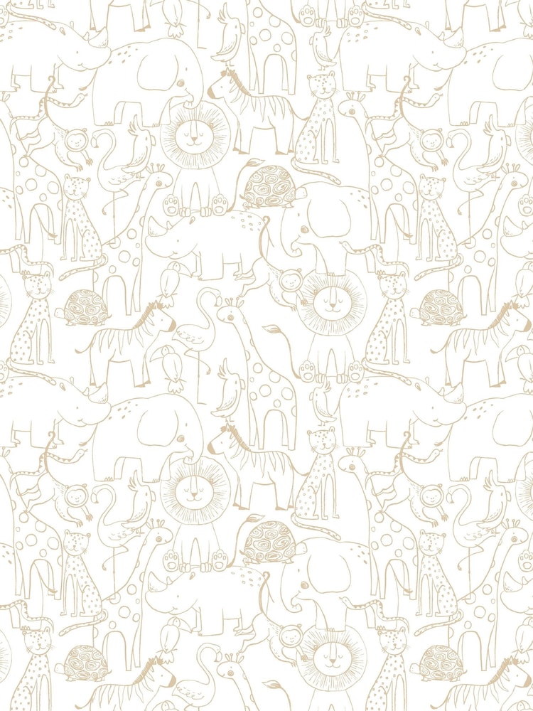 Hoopla Walls Natural Animal Print Doodle 10m Wallpaper - Image 2 of 2