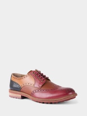 Joe Browns Brown Embossed Detail Mixed Leather Brogues - Image 2 of 4