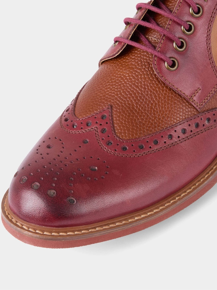 Joe Browns Brown Embossed Detail Mixed Leather Brogues - Image 4 of 4