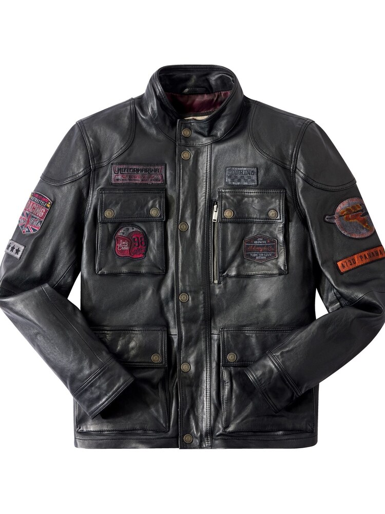 Joe Browns Black Vintage Badge Leather Jacket - Image 7 of 7 Joe Browns Black Vintage Badge Leather Jacket - Image 7 of 7