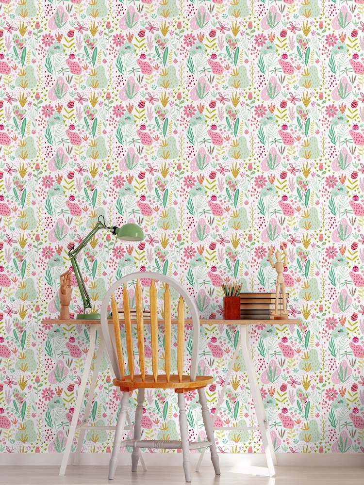 Hoopla Walls Pink Bug Garden 10m Wallpaper - Image 1 of 2 Hoopla Walls Pink Bug Garden 10m Wallpaper - Image 1 of 2