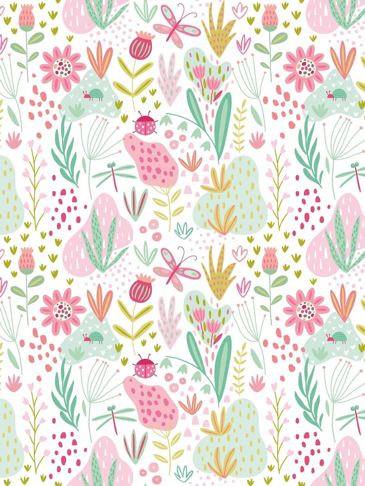 Hoopla Walls Pink Bug Garden 10m Wallpaper - Image 2 of 2 Hoopla Walls Pink Bug Garden 10m Wallpaper - Image 2 of 2