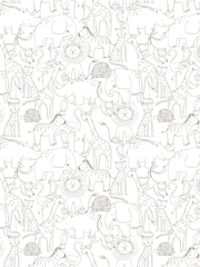 Hoopla Walls Grey Animal Print Doodle 10m Wallpaper - Image 2 of 2