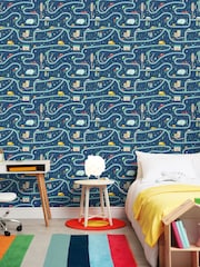 Hoopla Walls Blue Road Trip 10m Wallpaper - Image 1 of 2